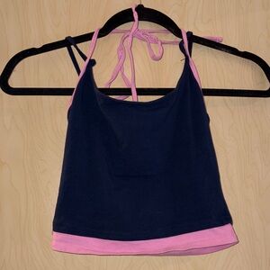 Tilly’s Navy and Pink Halter Top